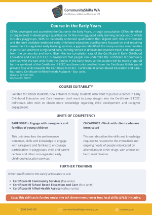 Course in the Early Years Skill Set