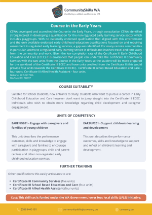 Course in the Early Years