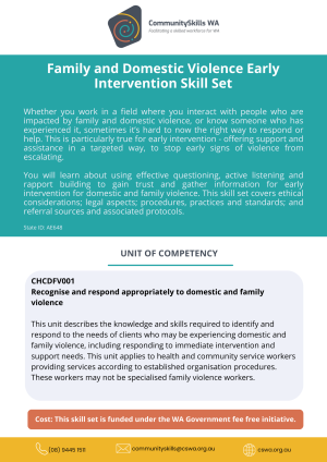 FDV Early Intervention Skill Set